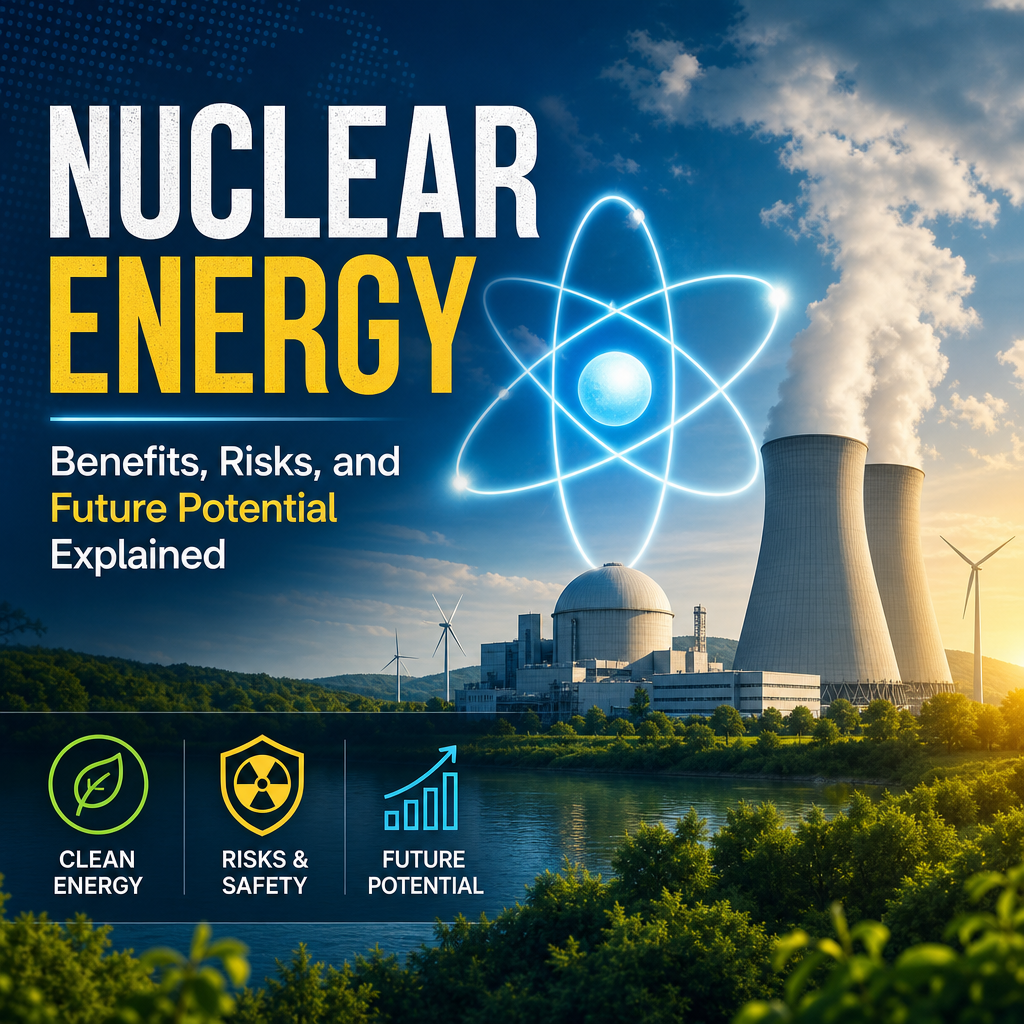 Nuclear power plant with cooling towers releasing water vapor