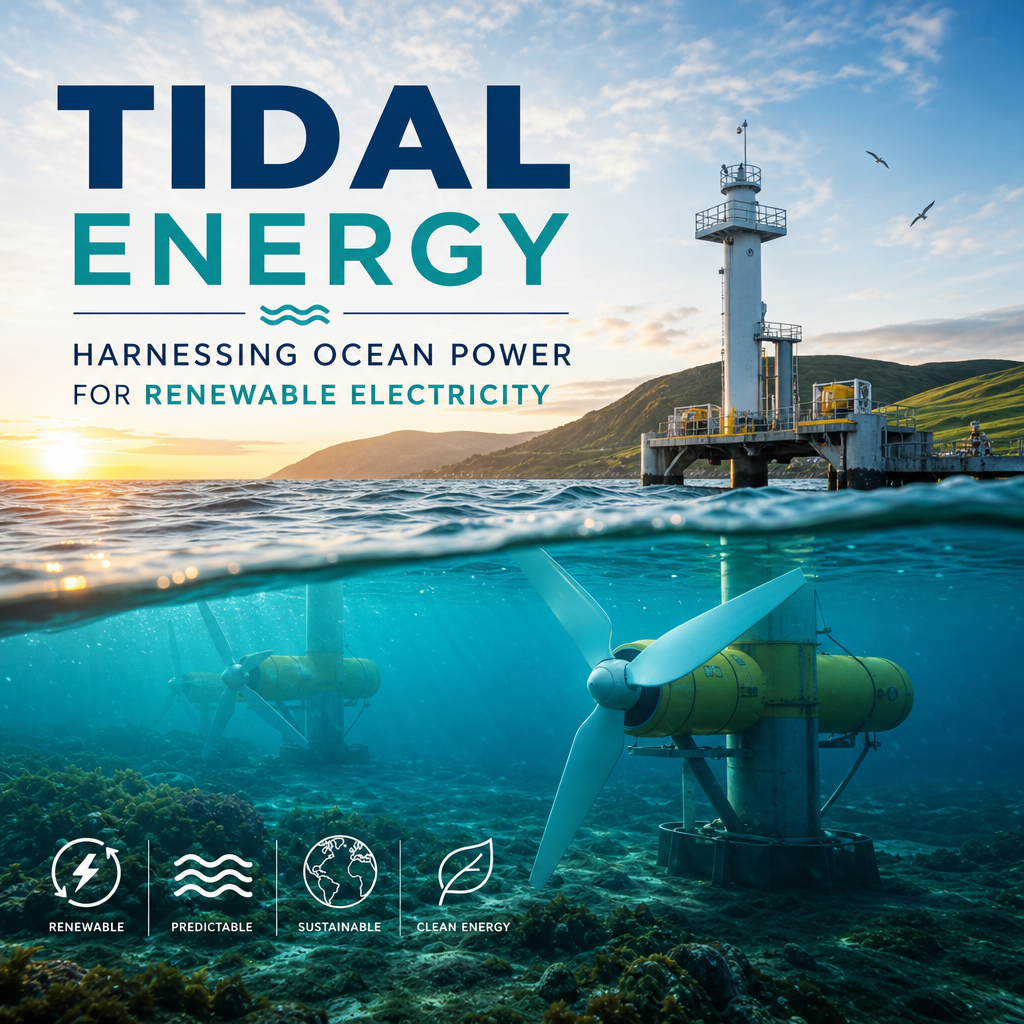 Tidal turbine being lowered into the sea from a work vessel