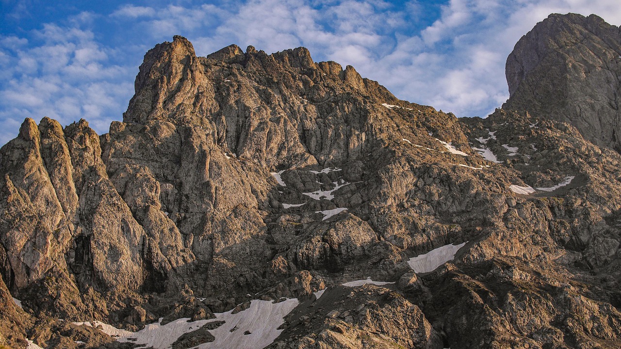 Mountains, rocks, stones, clouds, sky, nature, snow, georgia, landscape