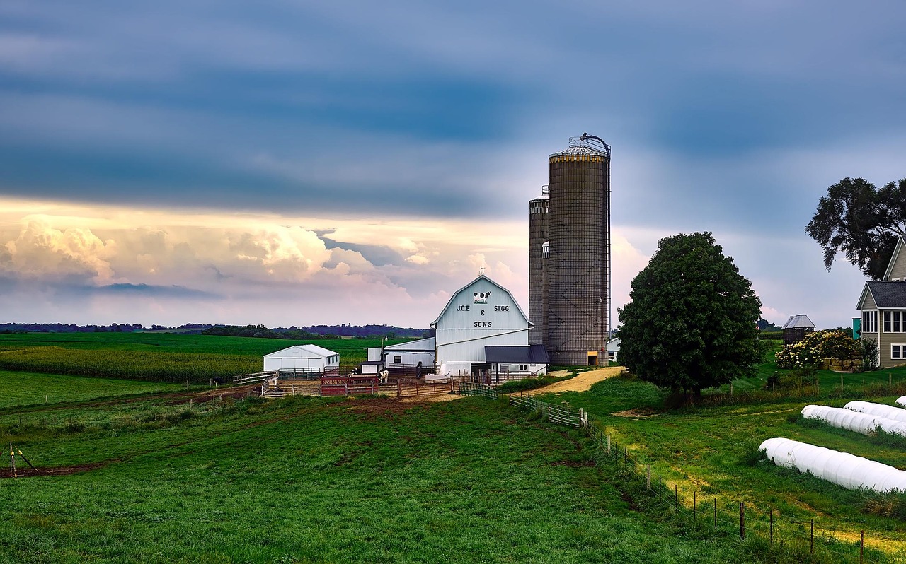 Wisconsin, dairy farm, silo, barn, house, landscape, scenic, fields, meadow, sky, clouds, sunset, dusk, agriculture, nature, outdoors, country, rural, rustic, hdr, beautiful, wisconsin, wisconsin, dai