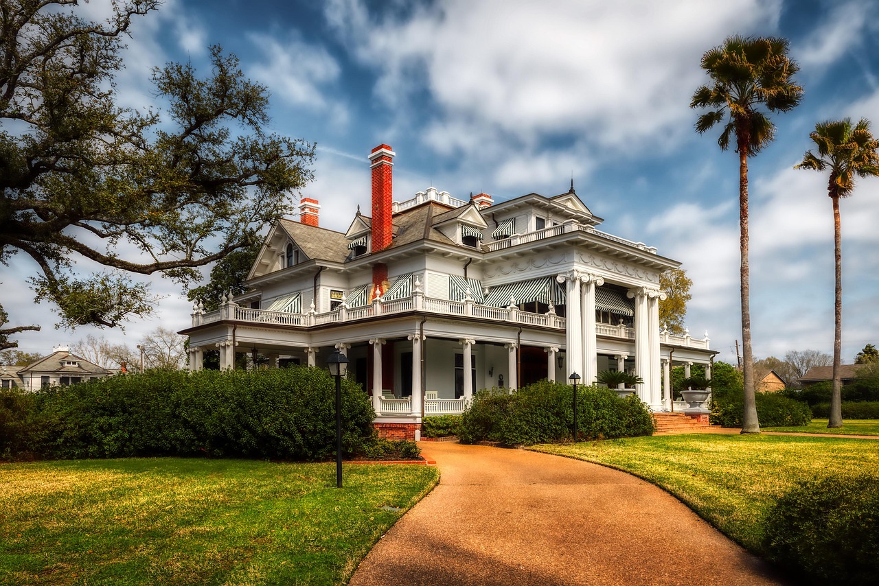 Mcfadden-ward house, beaumont, texas, america, mansion, landmark, historic, tourism, landscape, sky, clouds, walkway, nature, outdoors, architecture, palm trees, mansion, mansion, mansion, mansion, ma