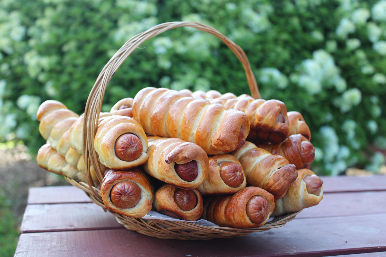 Hot dogs, nature, pigs in a blanket, snack, picnic, summer, food