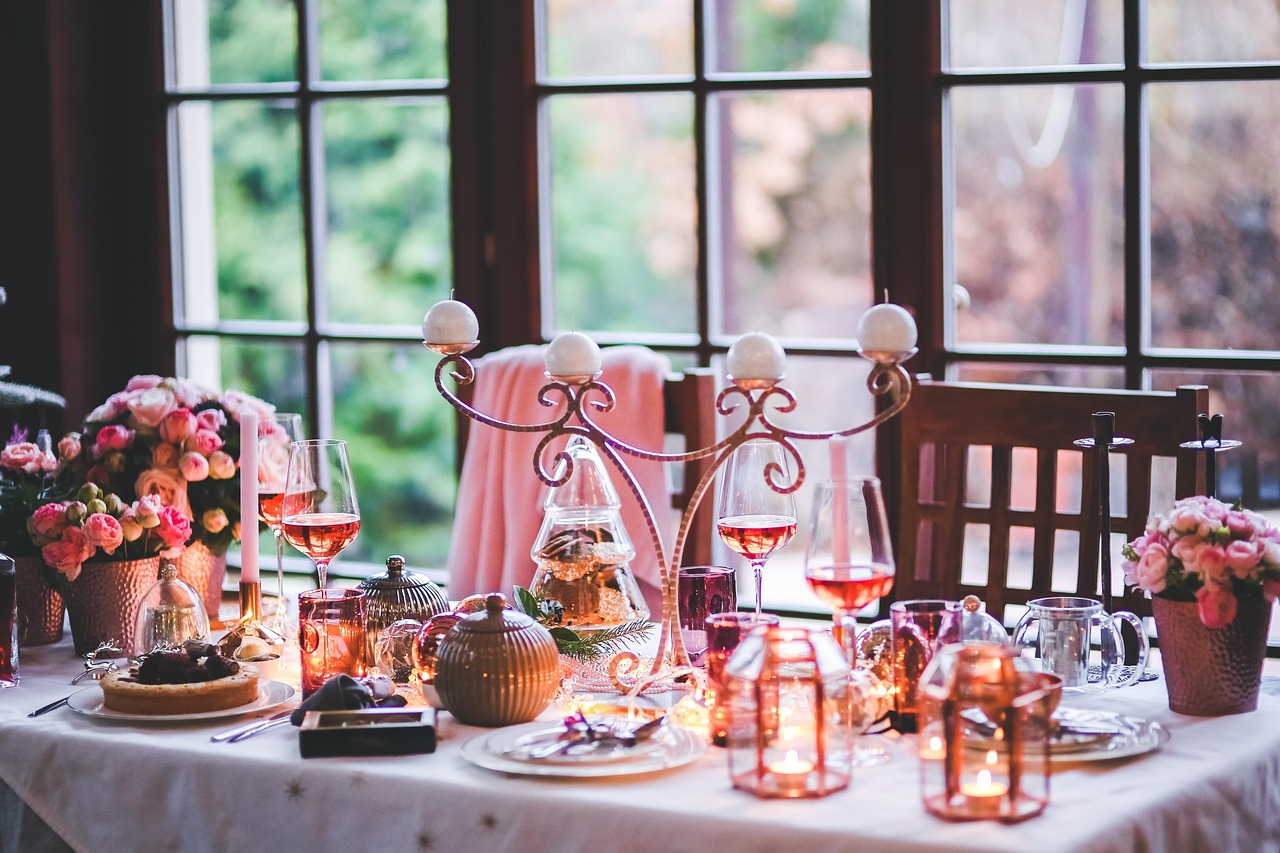 Christmas background, table, setting, christmas, xmas, evening, dinner, supper, food, holidays, decor, decoration