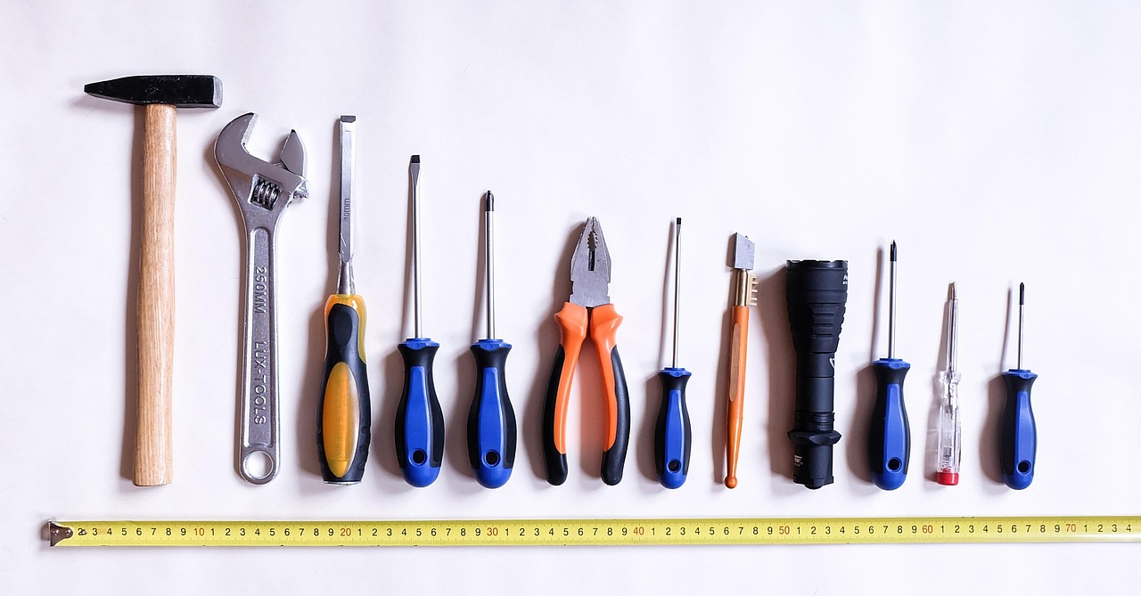 Tools, work, repair, a hammer, screwdriver, chisel, roulette, to fix, inside, flashlight, wrench, tools, tools, tools, tools, tools