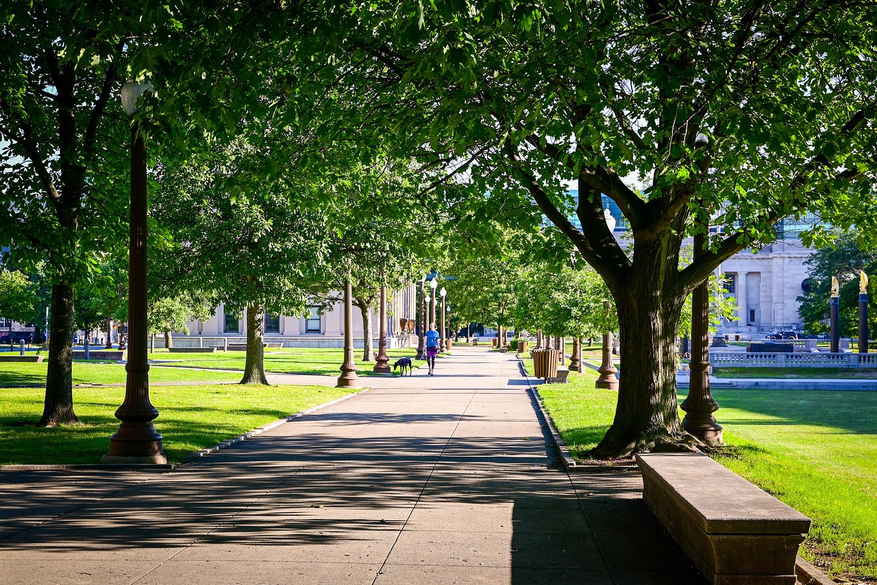 Indianapolis, park, indiana, downtown, nature, trees, alley, landscape