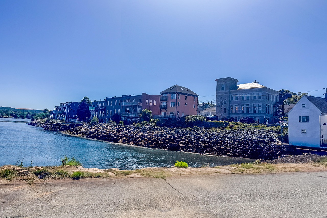 Maine, coast, buildings, ocean, nature, rural, sky, landscape, United States, Eastport, Maine