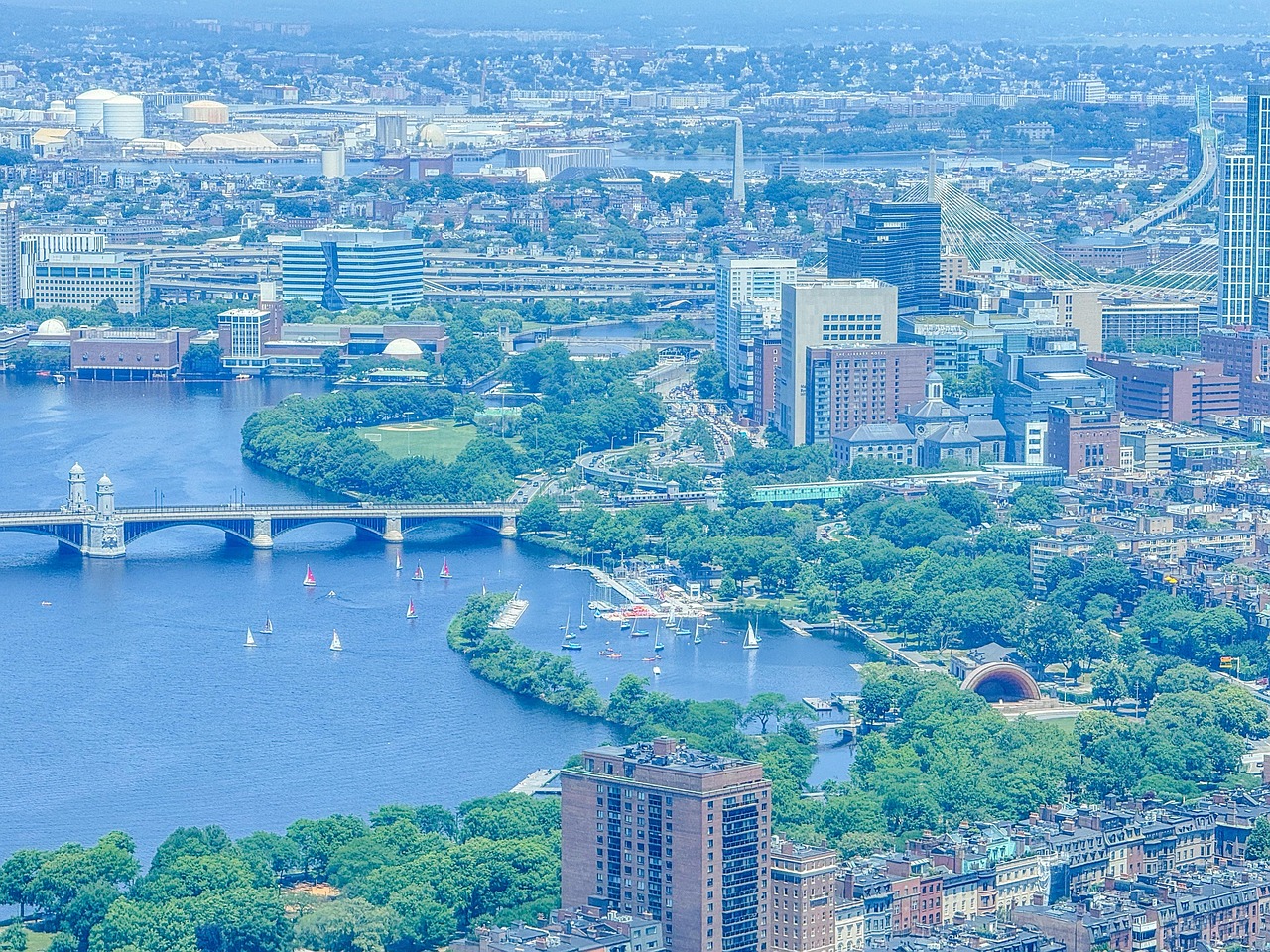 Bridge, boston, city, architecture, charles river, outdoors, landscape, United States, Boston, Massachusetts
