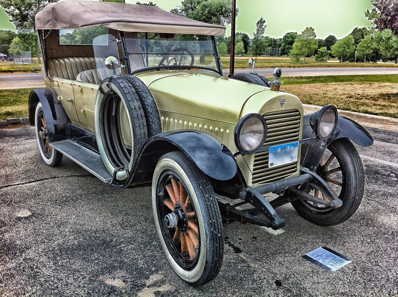 Hudson, 1921, phaeton, car, auto, automobile, classic, vintage, antique, nostalgia, oldster, hdr, car wallpapers, gray car, gray vintage, United States, Cedar Rapids, Iowa