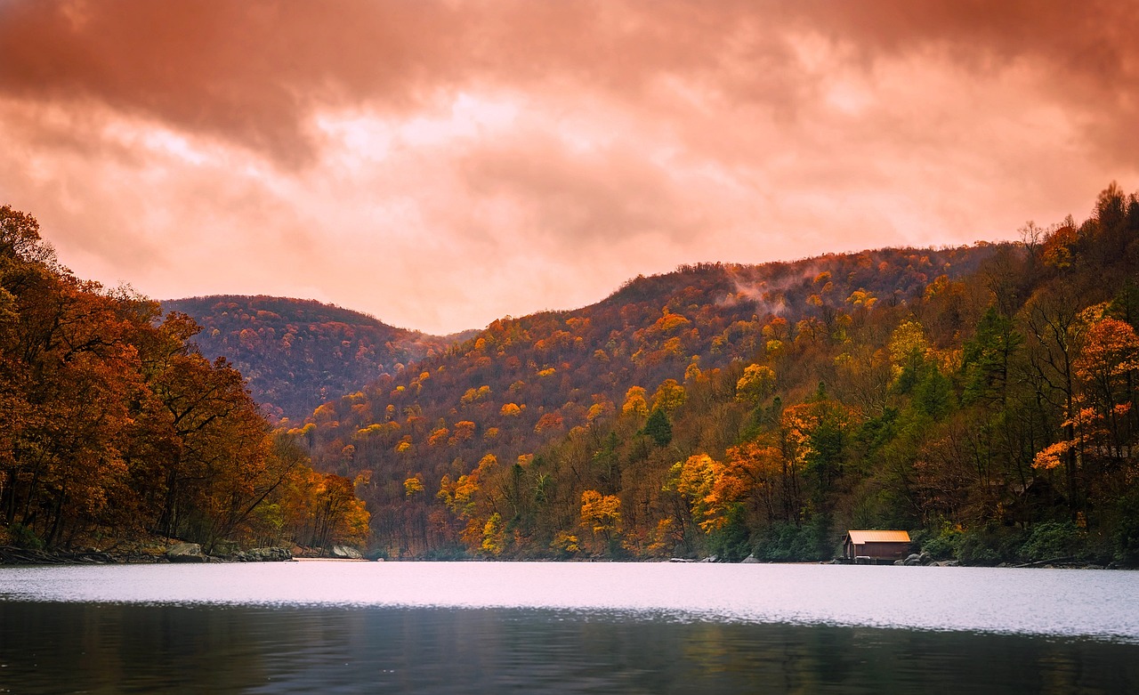 Cheat lake, west virginia, water, reflections, sunset, dusk, forest, trees, woods, landscape, nature, outdoors, colors, sky, clouds, mountains, valley, country, rural, hdr, west virginia, west virgini