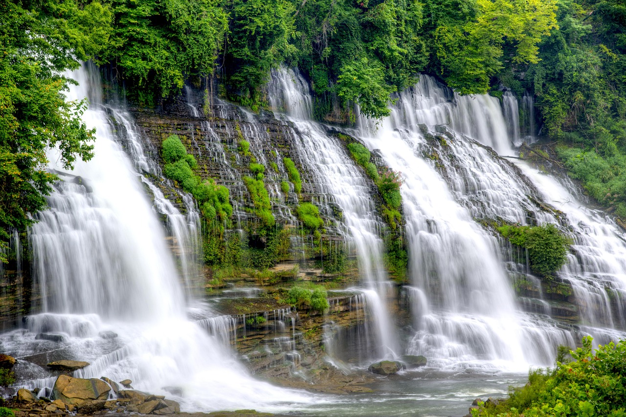 Waterfall, twins fall, landscape, nature, travel, mountain, environment, nature landscape, green, peaceful, tennessee, waterfall, tennessee, tennessee, tennessee, tennessee, tennessee