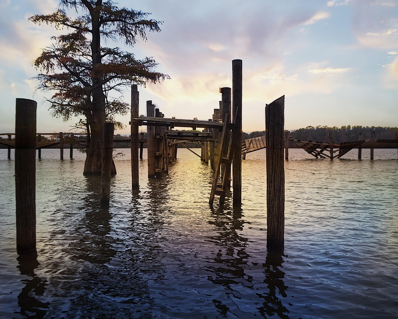 River, pier, mississippi river, wharf, water, scenic, old, nature, landscape