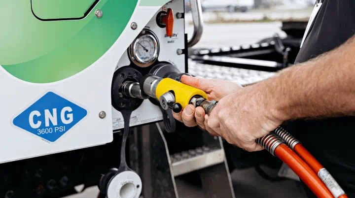 CNG fueling nozzle on a vehicle