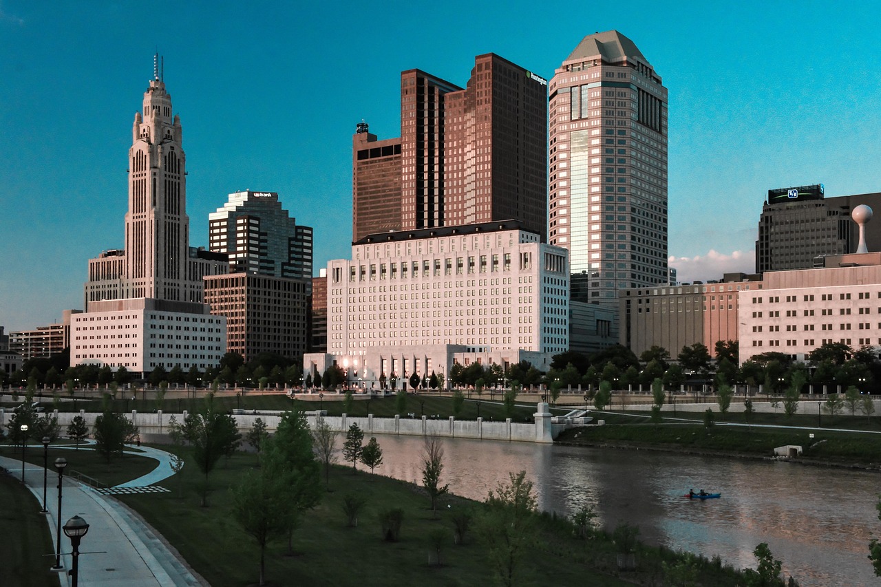 Columbus ohio, skyline, cityscape, urban, downtown, buildings, river, reflections, columbus ohio, columbus ohio, columbus ohio, columbus ohio, columbus ohio