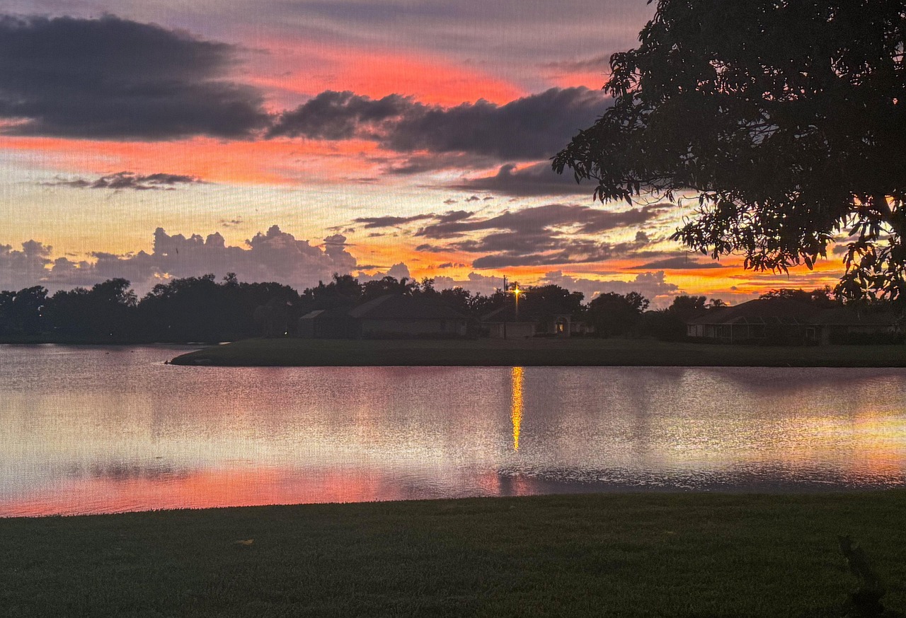 Sunset, lake, florida, nature, scenery, landscape, United States, Florida, Harbour Heights