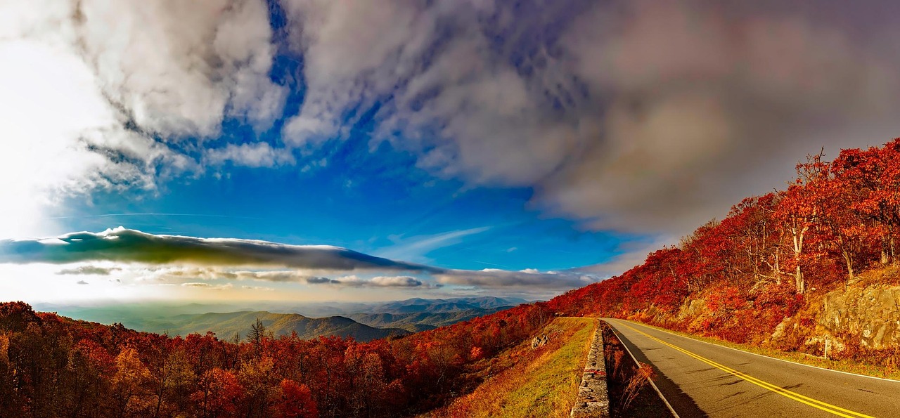 Blue ridge, mountains, sky, clouds, panorama, virginia, shenandoah valley, landscape, fall, autumn, scenic, nature, outdoors, country, rural, beautiful, colors, forest, trees, woods, hdr, virginia, vi