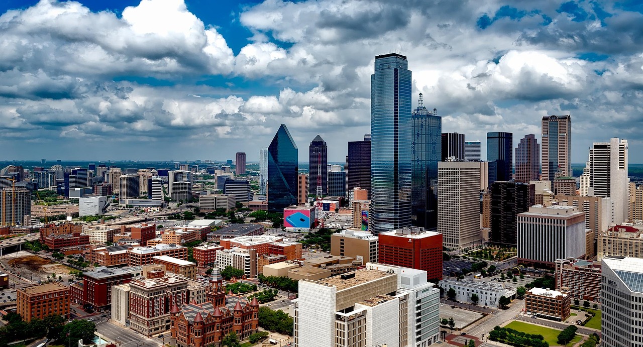 Dallas, texas, city, cities, urban, nature, skyline, cityscape, downtown, buildings, skyscrapers, architecture, hdr, sky, clouds, panorama, blue city, blue building, United States, Texas, Dallas