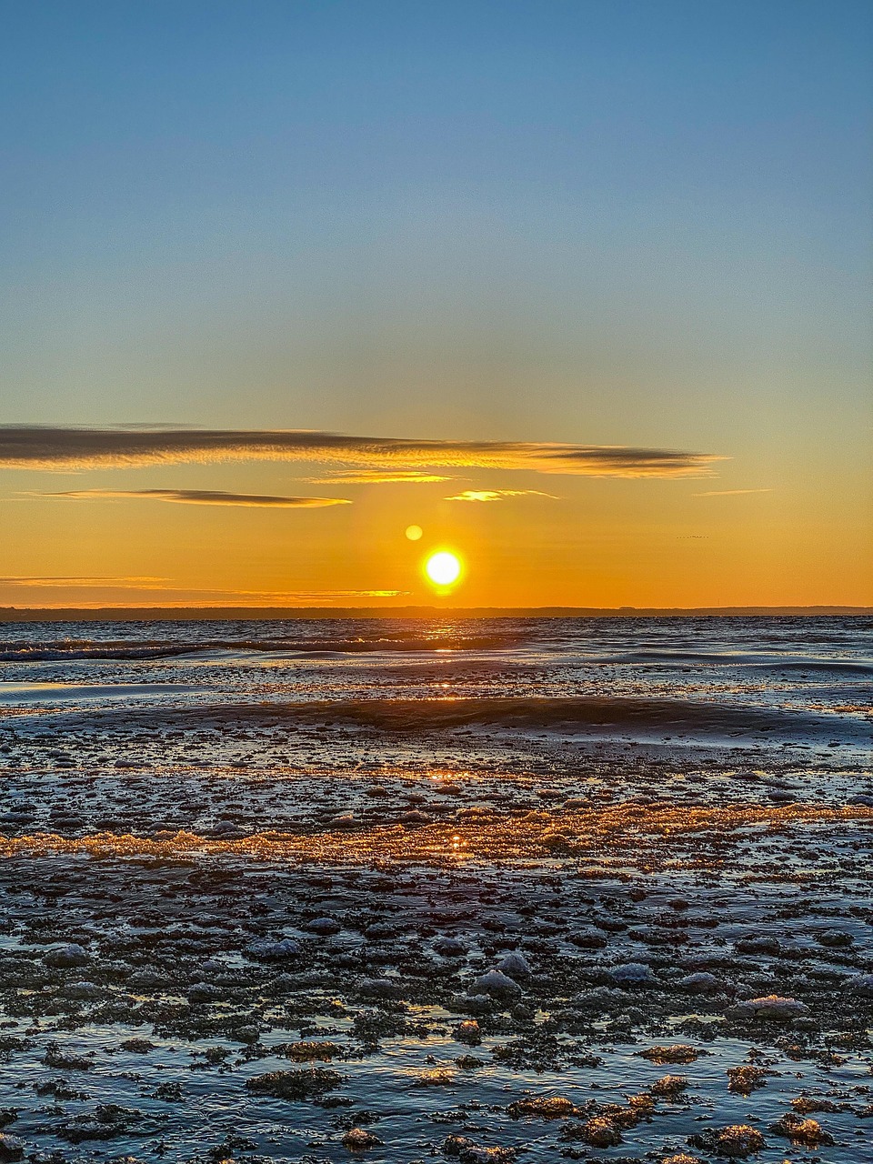 Sunrise, nature, winter, lake michigan, michigan, lake, landscape, snow, morning