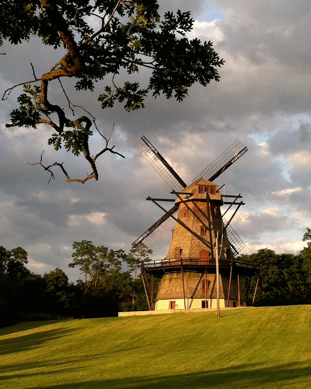 Windmill, landscape, nature, dutch, sky, clouds, fabyan windmill, geneva, kane county, illinois, usa, louis blackhaus, freidrick brockmann, george fabyan
