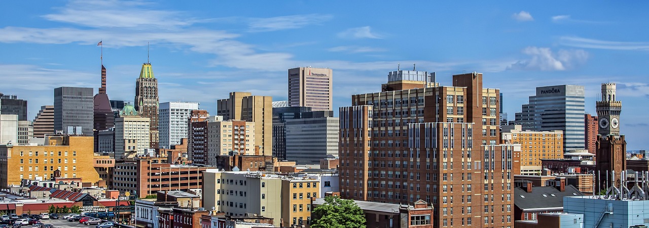 Baltimore, skyline, downtown, city, urban, landscape, architecture, maryland, sky, nature, landmark, scenic, metropolis, tower, cityscape