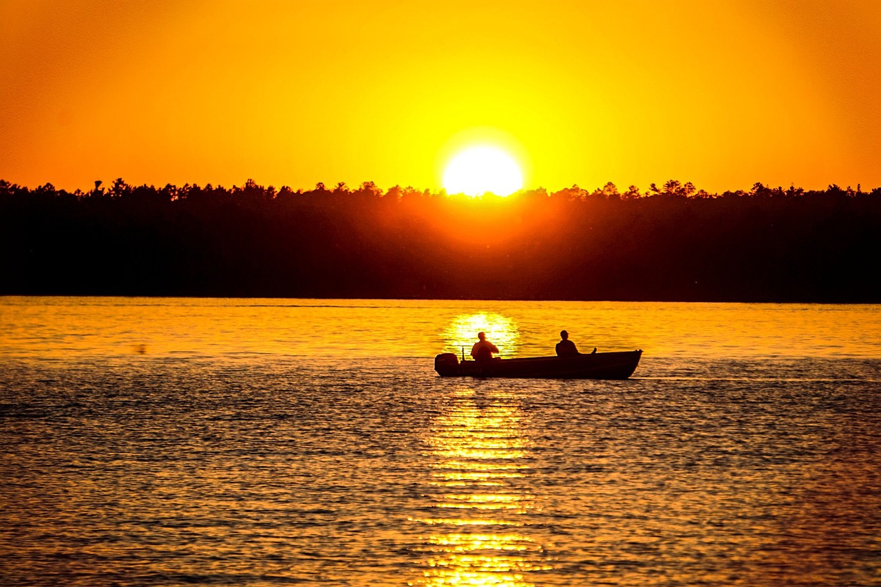 Sunset, fishing, fishermen, fisherman, boat, minnesota, lakes, sun, lake vermilion, sky, shadows, bright, beautiful, summer, water, scenery, nature, dusk, landscape, minnesota, minnesota, minnesota, m