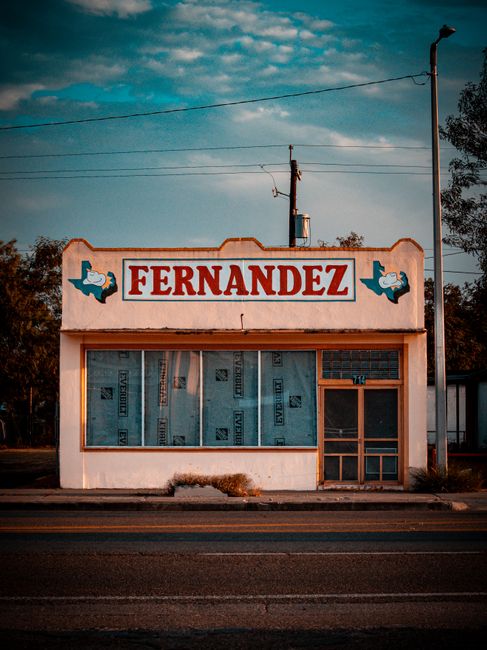 A classic storefront in Edinburg, Texas, showcasing vintage architecture and signage.