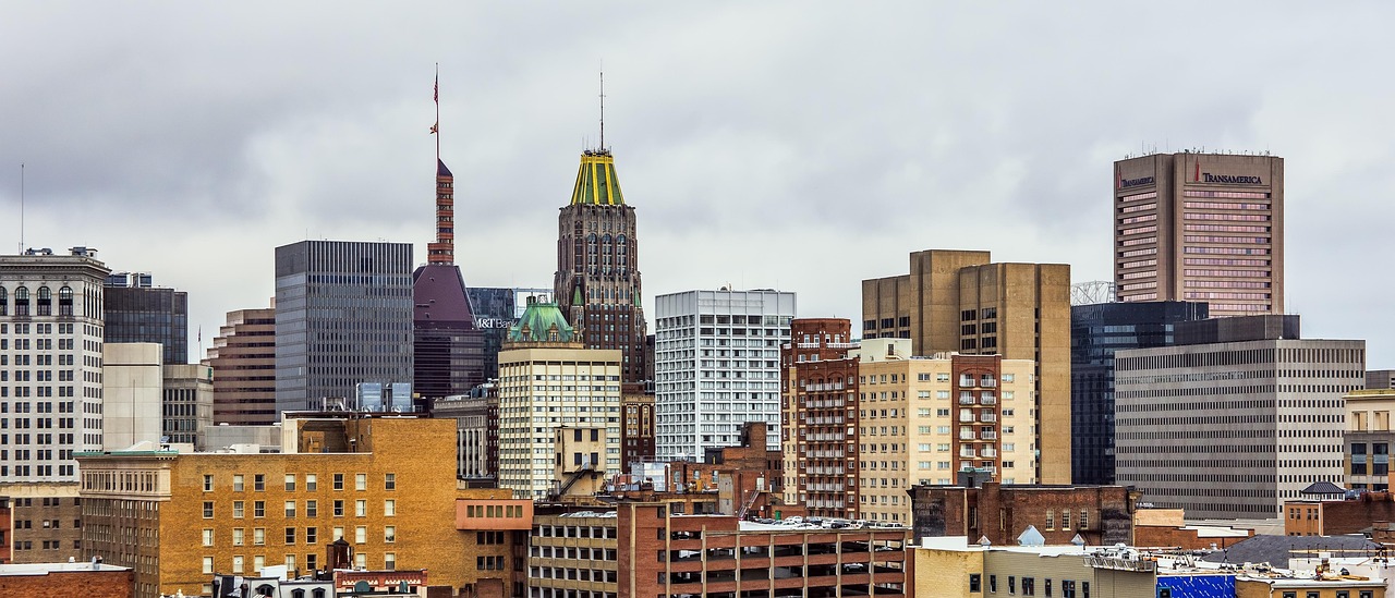 Baltimore, skyline, downtown, city, urban, landscape, architecture, maryland, sky, landmark, scenic, nature, metropolis, tower, cityscape