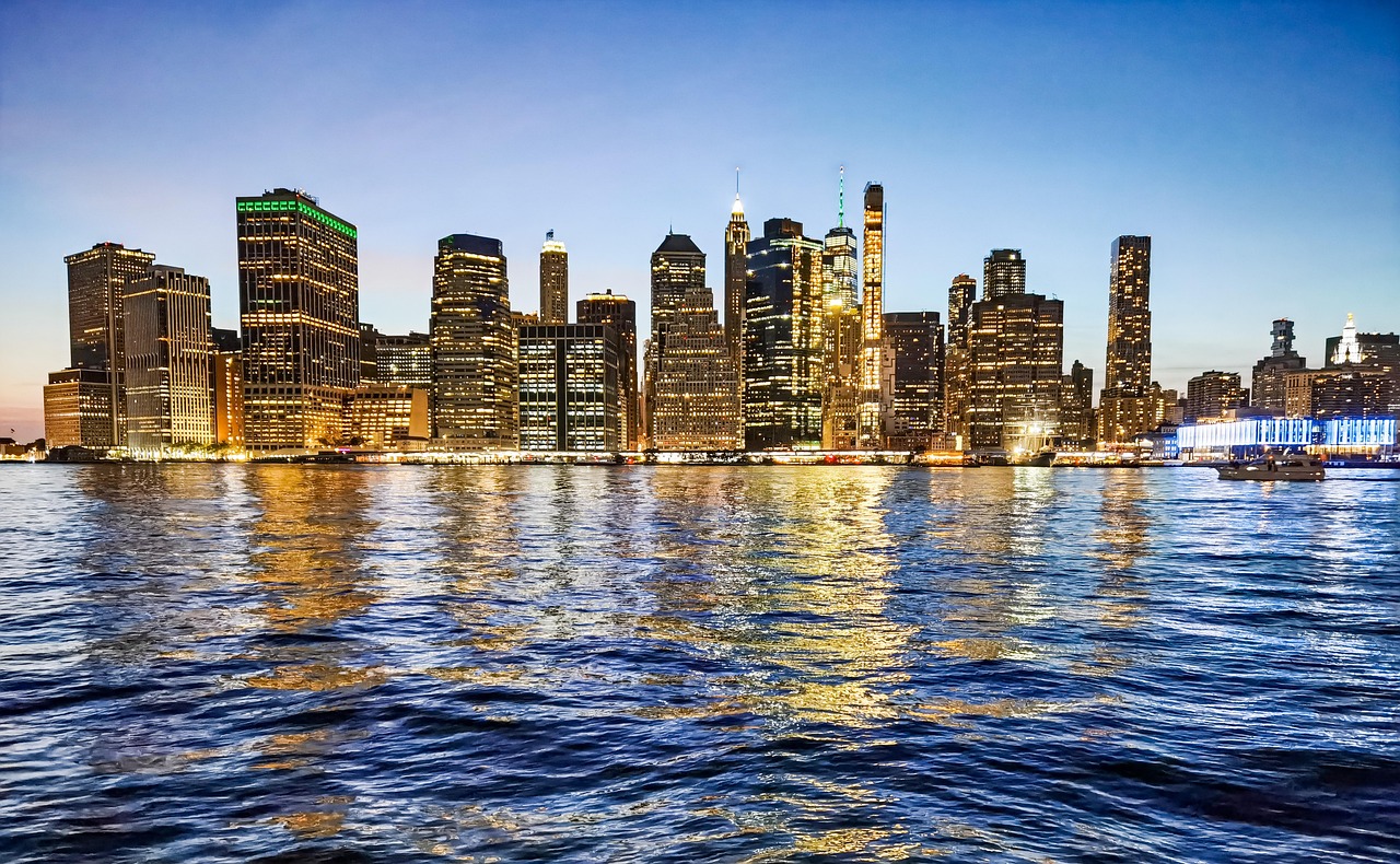 Lower manhattan, river, sunset, city, urban, downtown manhattan, nature, manhattan, new york, landscape