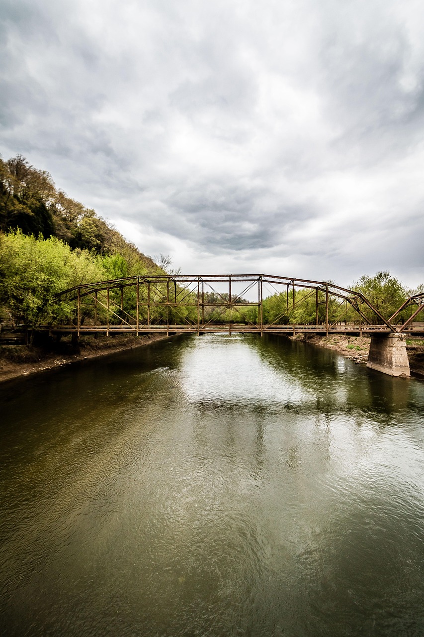 Bridge, nature, river, water, architecture, landscape, trees, green, ohio