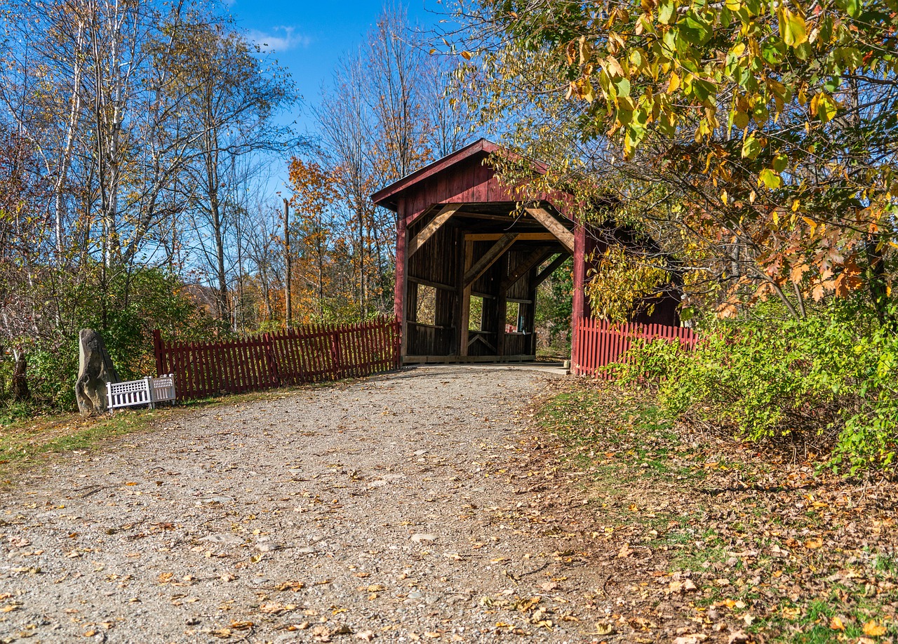 Covered bridge, autumn, fall, nature, vermont, landscape