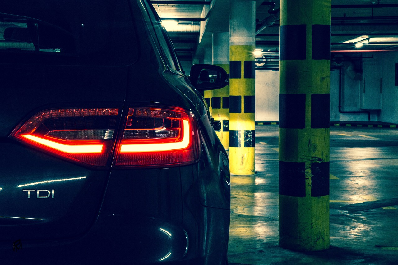 Automobile, audi, a4, vehicle, car, turned off, underground car park, park, car wallpapers, traffic, underground, garage, building