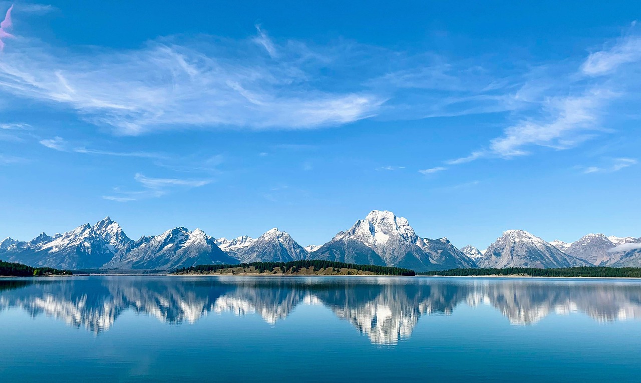 Wyoming, grand teton, teton, landscape, mountains, nature, outdoors, scenic, mountain, autumn, country, wilderness, scenery, travel, mirror, lake, reflection, blue travel, blue landscape, blue mountai