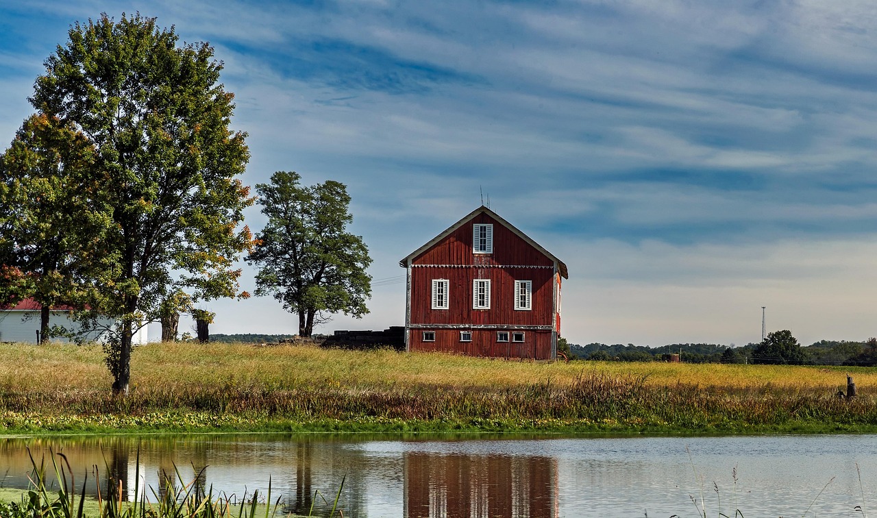 Ohio, america, pond, reflections, panorama, barn, sky, clouds, landscape, nature, outdoors, country, rural, farm, ohio, ohio, ohio, ohio, ohio