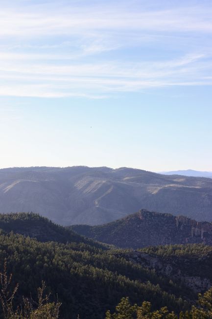Scenic view of forested mountains near Silver City, New Mexico during the day.