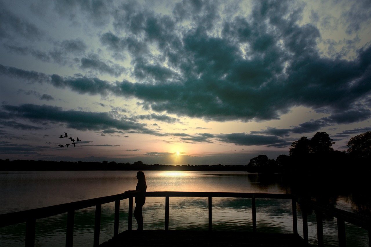 Mississippi, landscape, lake, sunset, silhouette, nature, memphis, pier