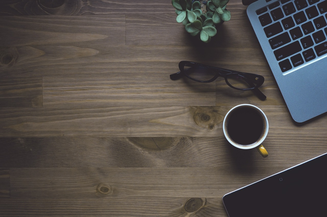 Workspace, coffee, laptop, macbook, eyeglasses, coffee cup, flat lay, cup, gadgets, technology, wireless, internet, wooden table, computer, work place, mockup, coffee, laptop, laptop, laptop, technolo