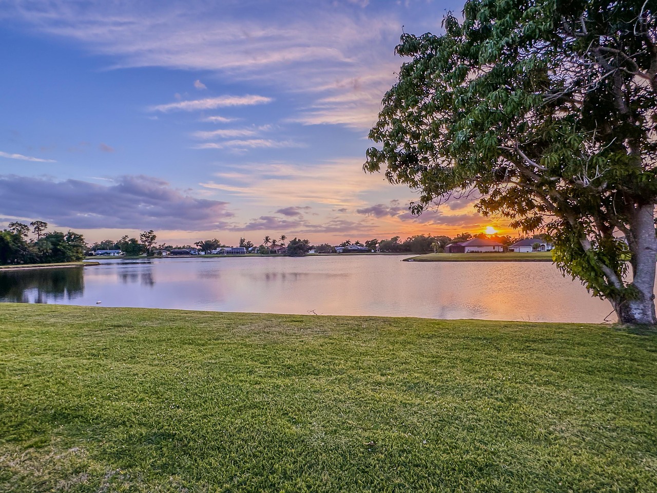 Sunset, sky, lake, nature, landscape, florida, view, outdoors, United States, Florida, Harbour Heights