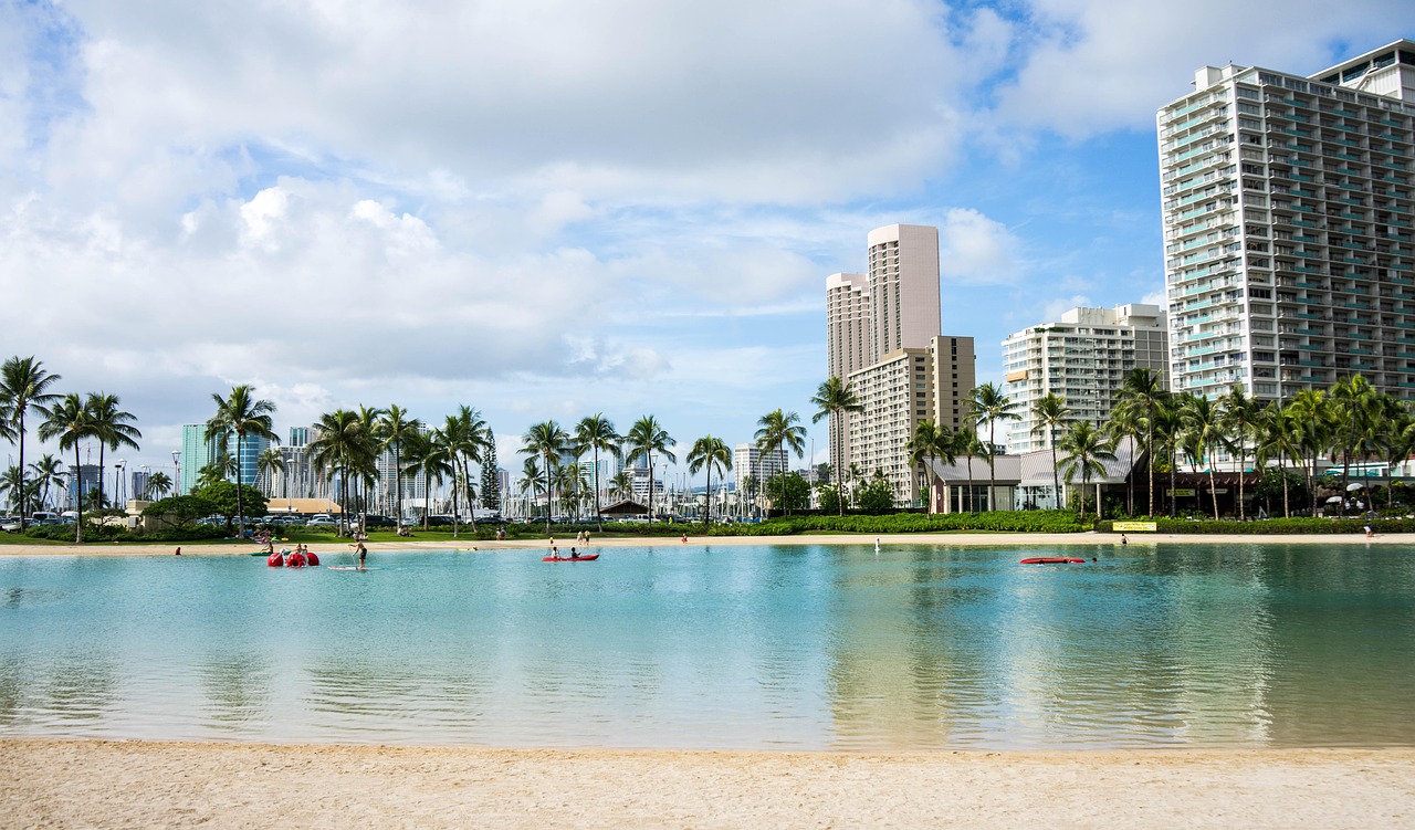 Waikiki beach, hawaii, oahu, honolulu, hawaii beach, vacation, travel, summer, water, tropical, palm trees, ocean, nature, holiday, fun, happy, people, summer fun, outdoor, sand, leisure, sunny, sea,