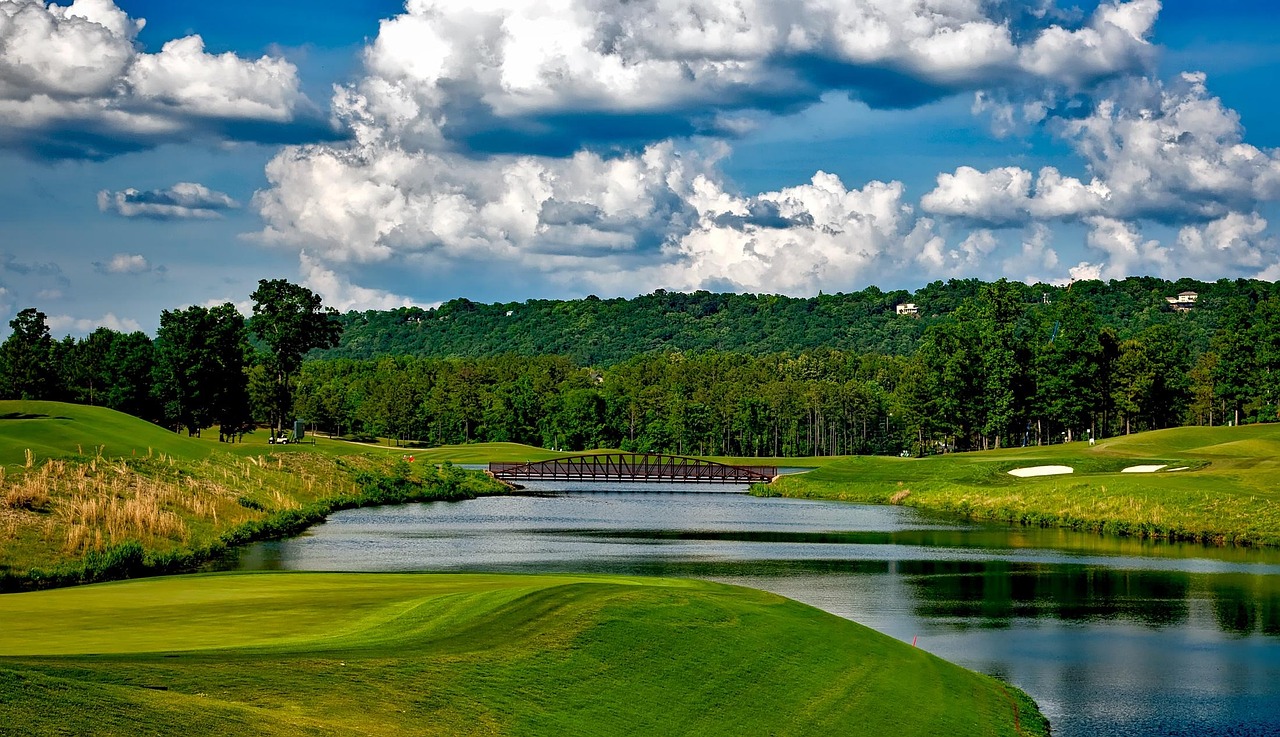 Ross bridge golf course, golfing, sports, landscape, scenic, sky, clouds, hdr, lake, water, reflections, forest, trees, woods, fairway, greens, sand trap, game, lifestyle, recreation, outdoor, leisure