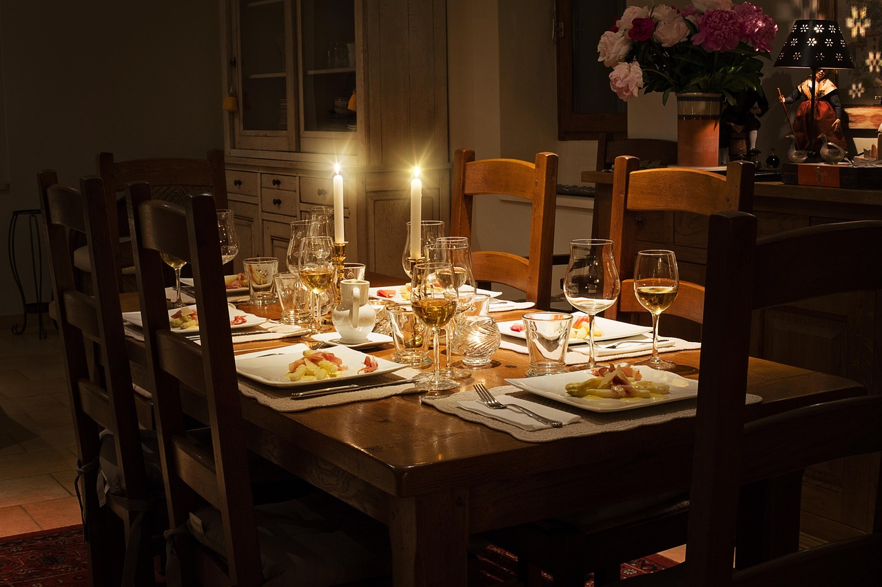Dinner, table, home, table setting, dining, celebration, elegant, interior, candles, dinner, dinner, dinner, dinner, dinner