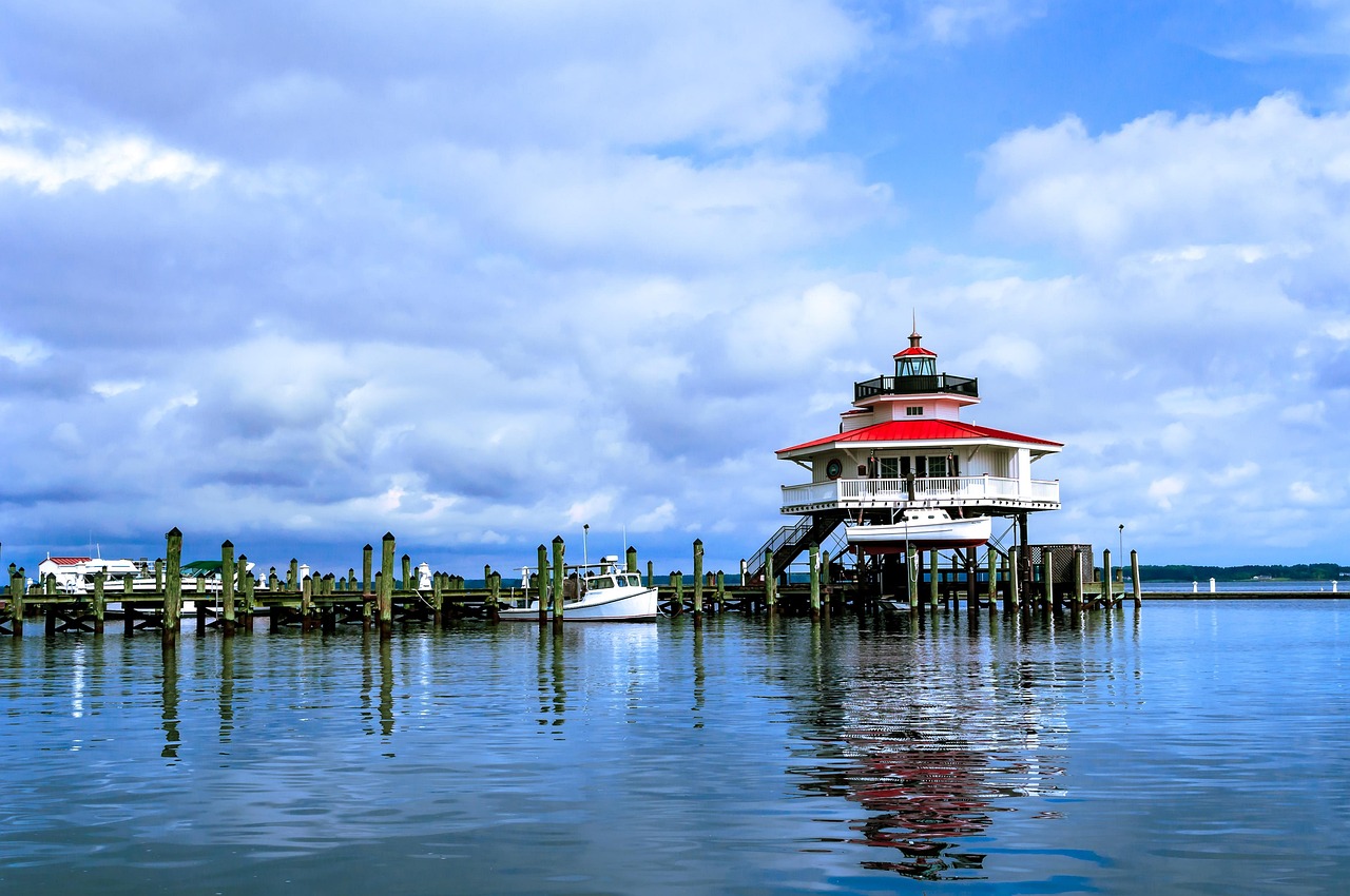 Lake, lighthouse, sky, landscape, nature, bridge, clouds, coast, tower, light, blue sky, landmark, nikon, park, urban, boats, travel, outdoor, cambridge, maryland, usa, maryland, maryland, maryland, m