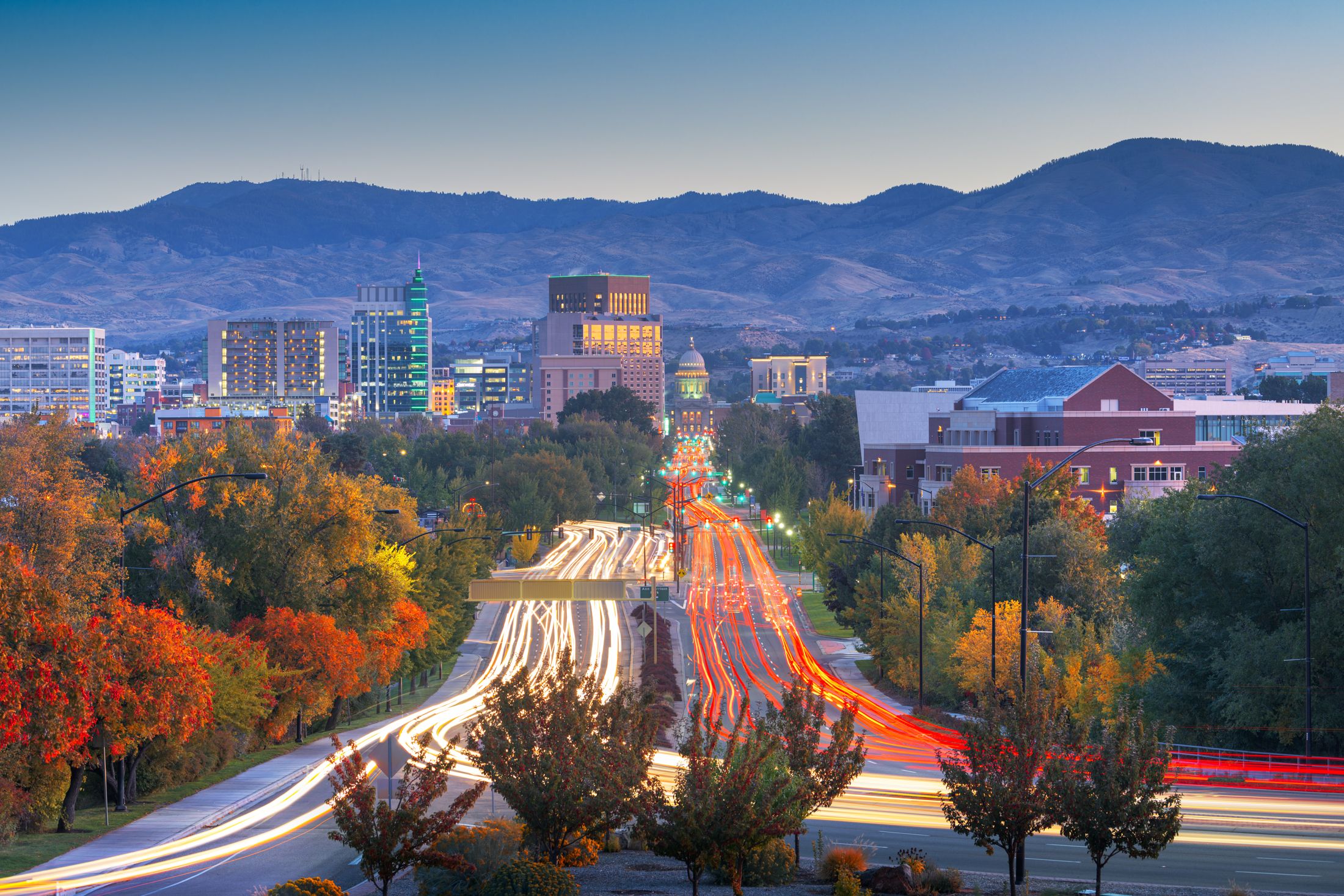 Downtown Boise in autumn with the Treasure Valley city skyline