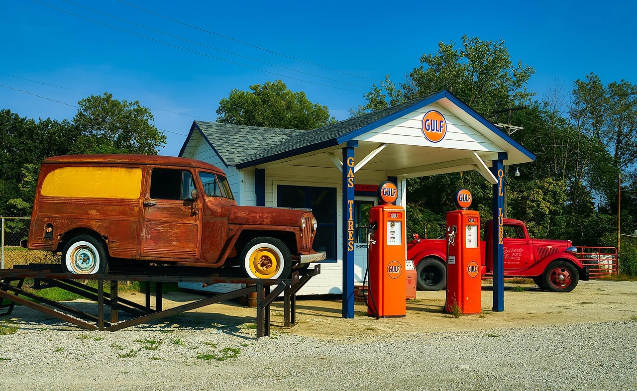 Gas station, vintage, antique, nostalgia, pumps, petrol, cars, landscape, gulf, service, building, quaint, hdr, gasoline, gas station, gas station, gas station, gas station, gas station, petrol, Unite