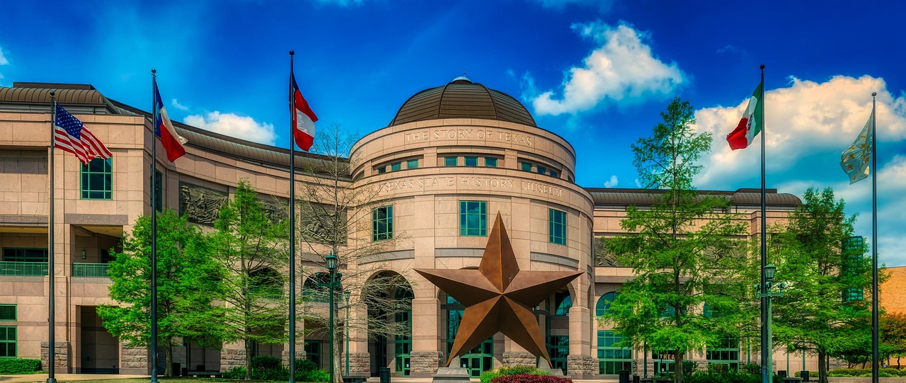 Texas history museum, education, attractions, tourism, landscape, austin, texas, panorama, building, sky, clouds, nature, trees, hdr, mood, landmark, america