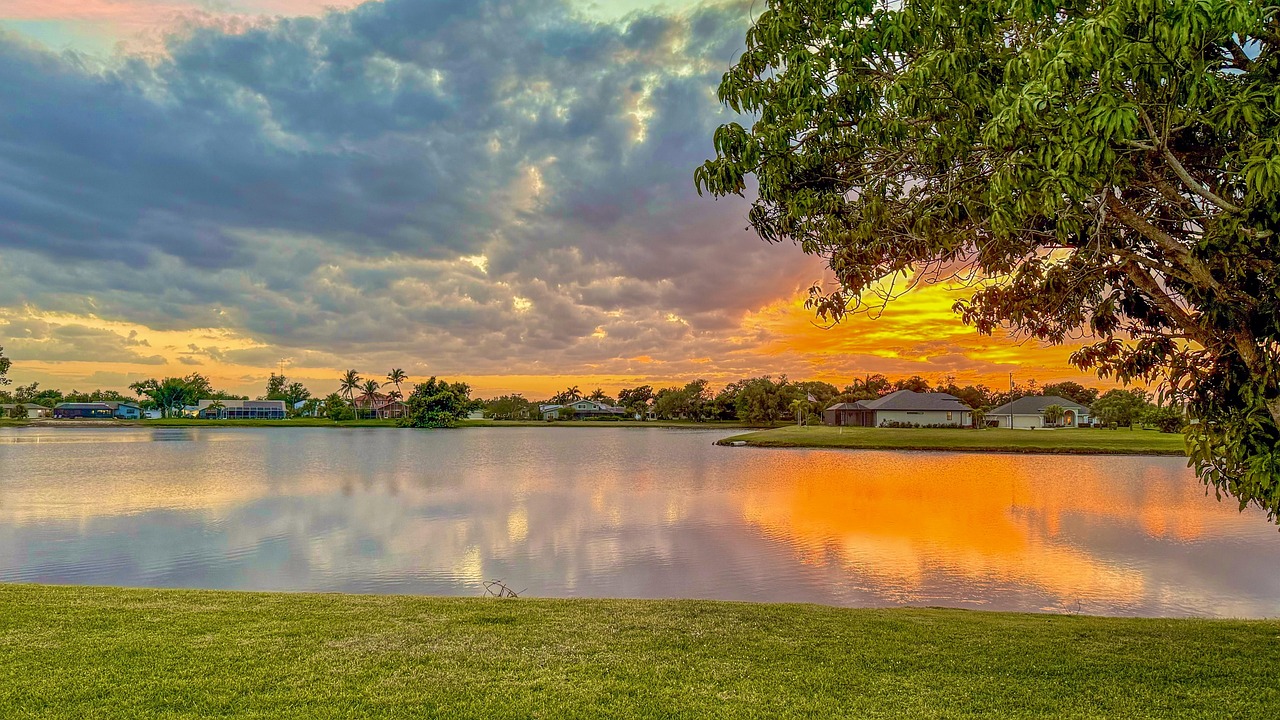 Sunset, tropical, clouds, nature, sky, landscape, reflection, outdoors, wilderness, United States, Florida, Harbour Heights
