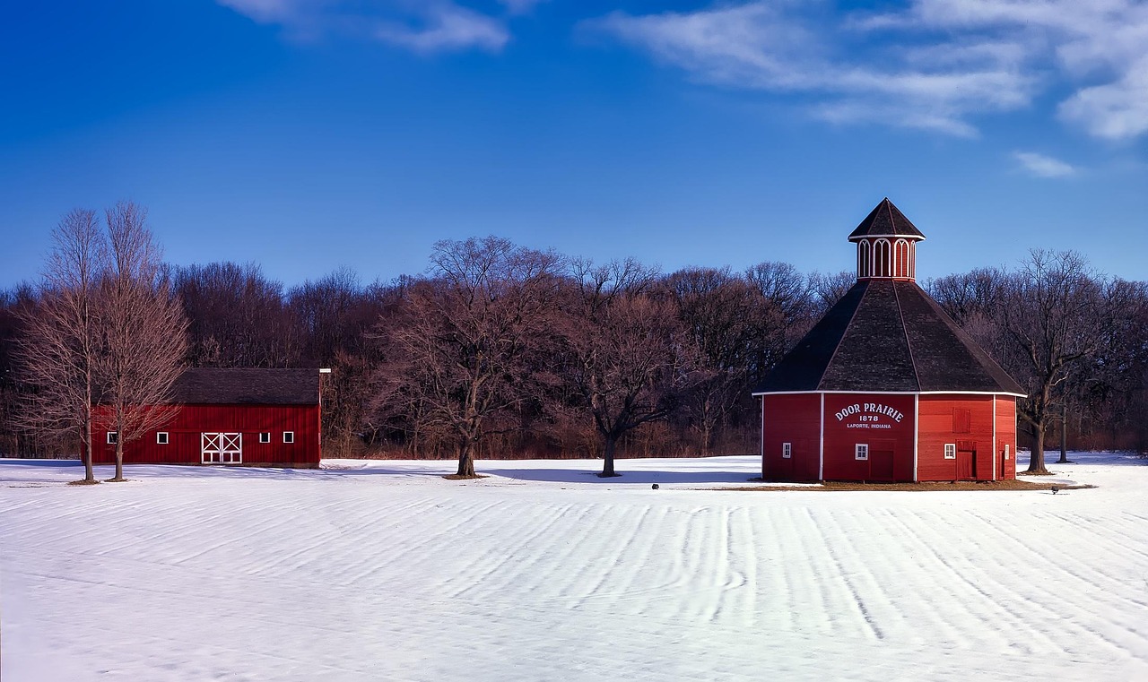 Door prairie, laporte, indiana, winter, snow, landscape, nonagon barn, sky, clouds, nature, outdoors, countryside, rural, farm, forest, trees, woods, hdr, indiana, indiana, indiana, indiana, indiana