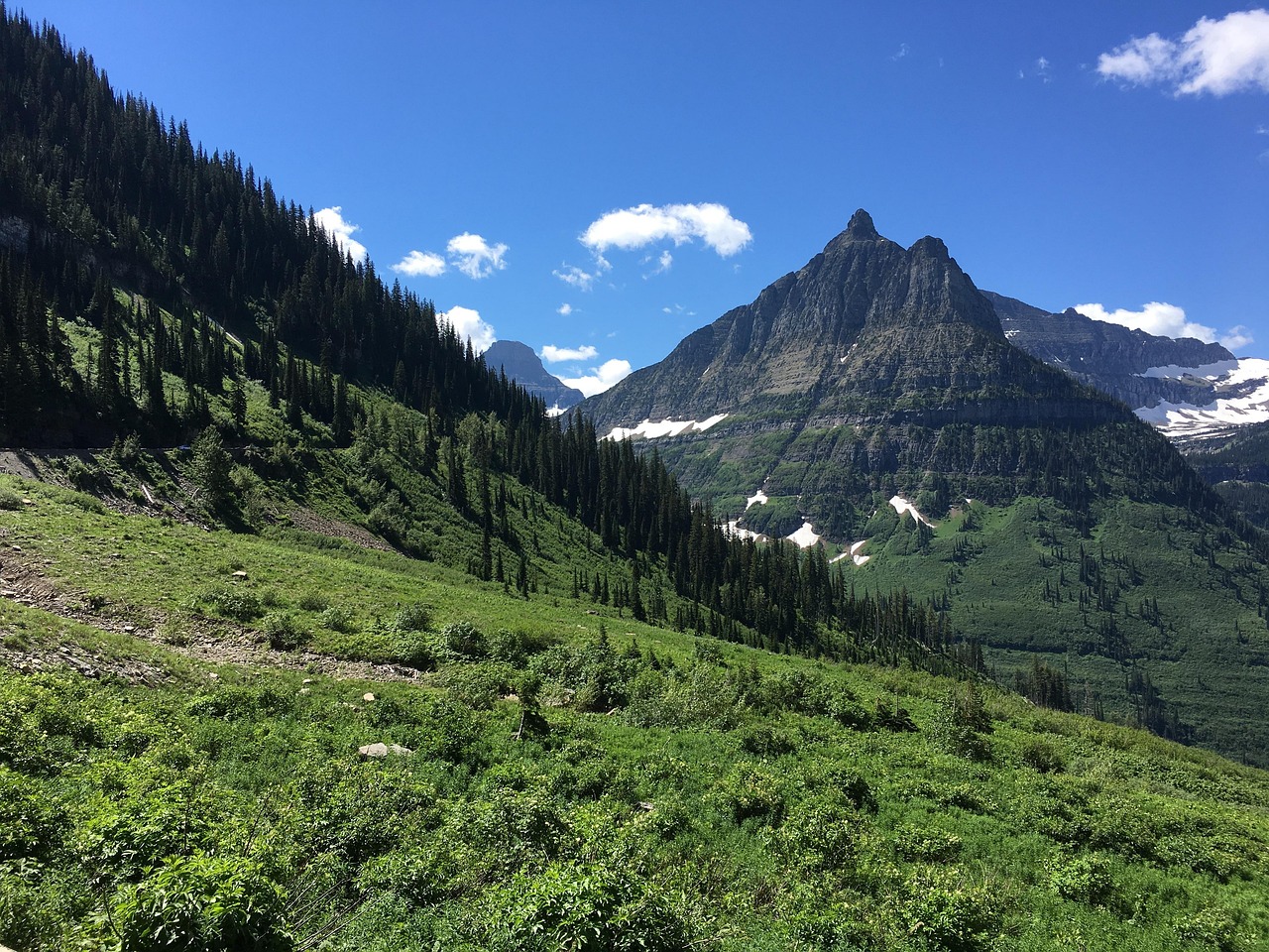 Glacier, montana, landscape, scenic, mountains, nature, outdoors, wilderness
