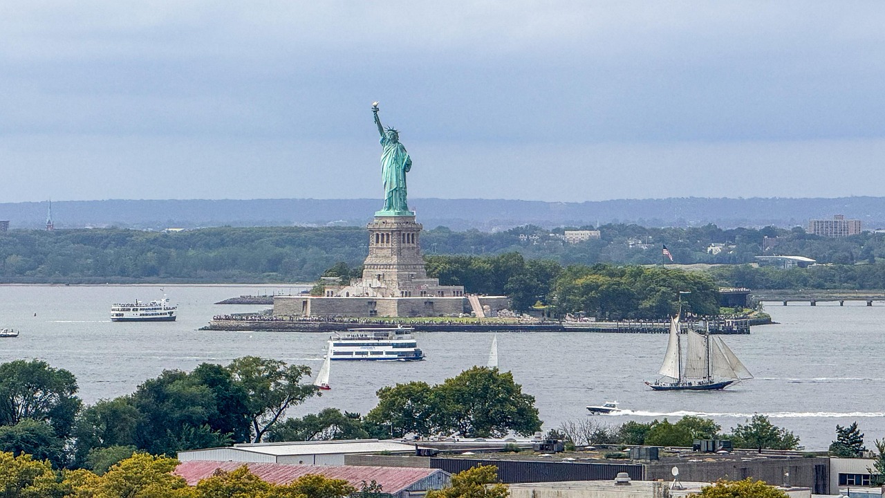 Statue of liberty, new york, city, architecture, manhattan, skyline, america, statue