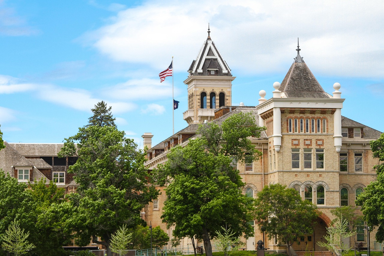 Architecture, old, building, nature, travel, sky, old main, utah state university, logan, utah, landmark, tower