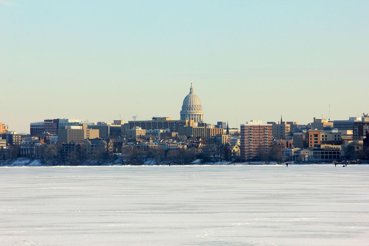 Madison, wisconsin, winter, landscape, architecture, skyline, city, cityscape, tower, skyscraper, building, view, landmark, urban, scenic, scenery, downtown, metropolis, buildings, metropolitan, madis