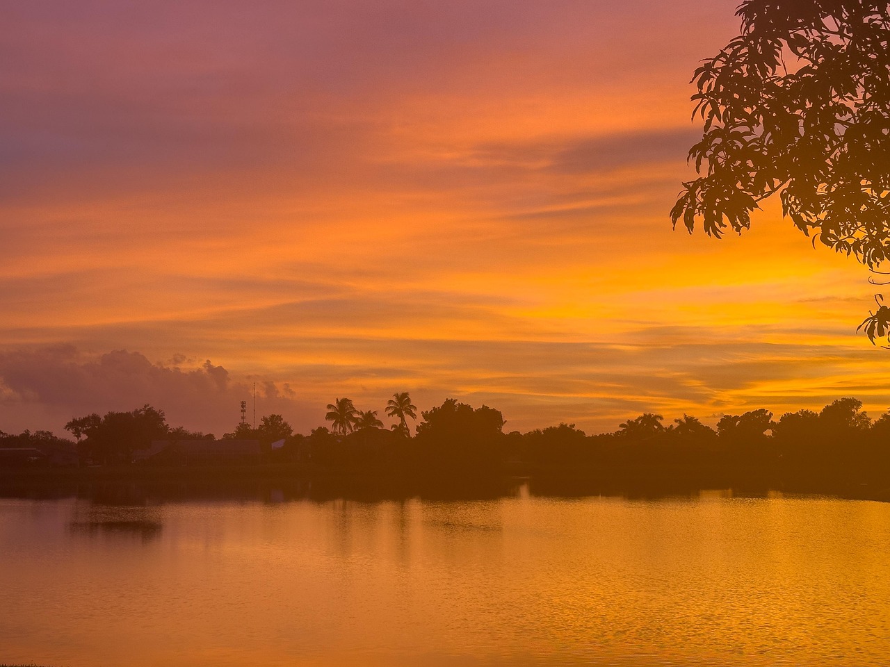 Lake, clouds, sky, dusk, twilight, nature, landscape, United States, Florida, Harbour Heights